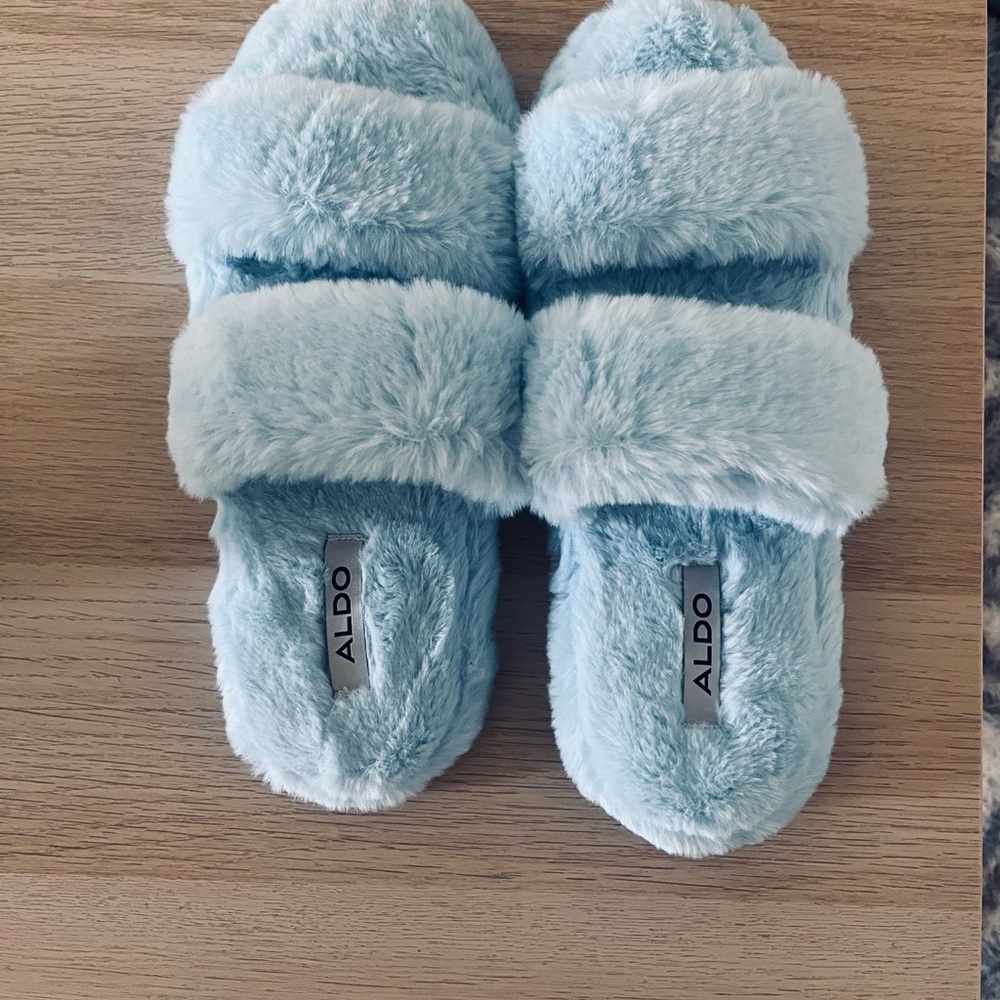 Fuzzy Blue Slippers